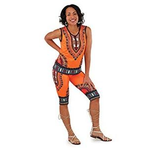 Traditional Print Capri Set: Orange LG